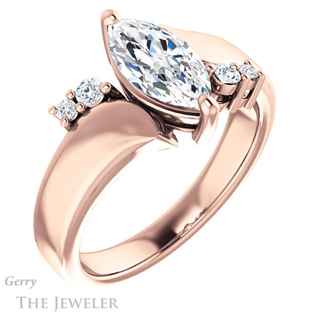 Marquise Cut Forever One Moissanite Engagement Ring #GTJ1131-marquise-fb-r 4 Marquise Cut Forever Brilliant Moissanite Engagement Ring #GTJ1131-marquise-fb-r