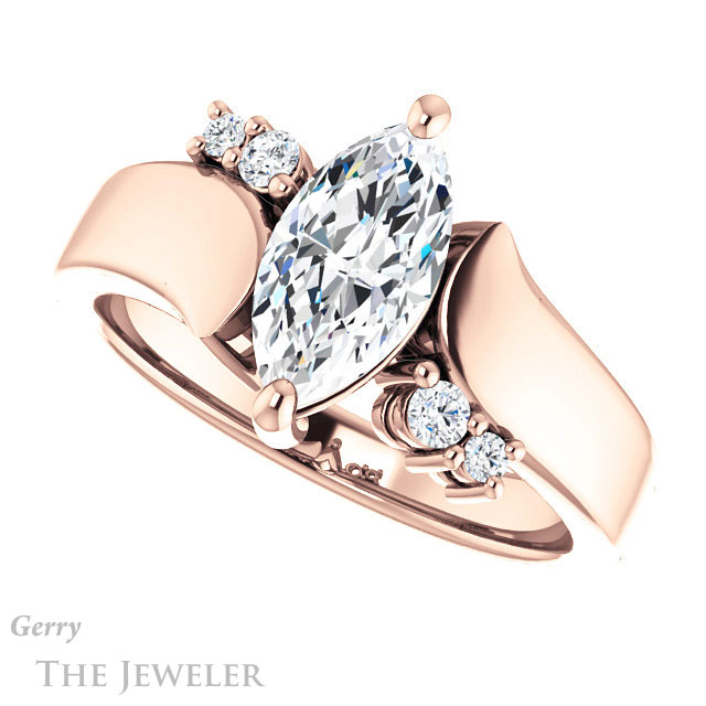 Marquise Cut Forever One Moissanite Engagement Ring #GTJ1131-marquise-fb-r 5 Marquise Cut Forever Brilliant Moissanite Engagement Ring #GTJ1131-marquise-fb-r