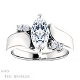 Marquise Cut Forever One Moissanite Engagement Ring #GTJ1131-marquise-fb-w 1 Marquise Cut Forever Brilliant Moissanite Engagement Ring #GTJ1131-marquise-fb-w