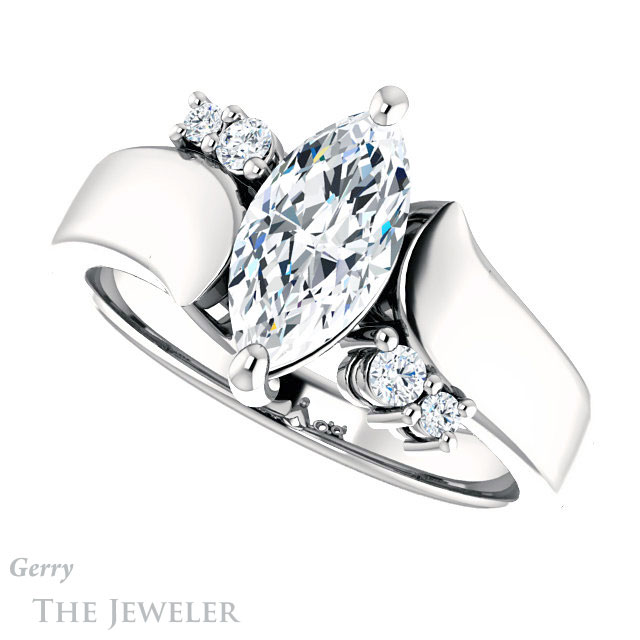 Marquise Cut Forever One Moissanite Engagement Ring #GTJ1131-marquise-fb-w 5 Marquise Cut Forever Brilliant Moissanite Engagement Ring #GTJ1131-marquise-fb-w