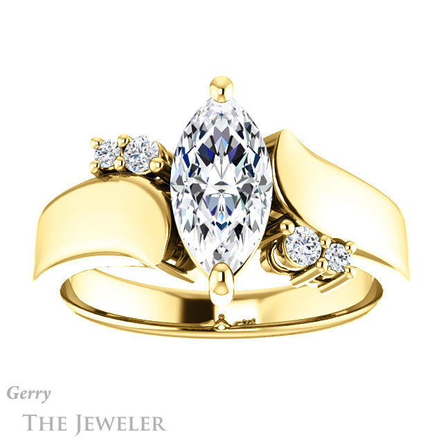 Marquise Cut Forever Brilliant Moissanite Engagement Ring #GTJ1131-marquise-fb-y