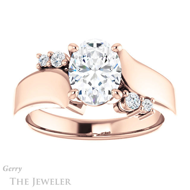 Oval Shaped Forever One Moissanite Engagement Ring #GTJ1131-oval-fo-r