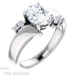 Oval Shaped Forever One Moissanite Engagement Ring #GTJ1131-oval-fo-w 4 Oval Shaped Forever One Moissanite Engagement Ring #GTJ1131-oval-fo-w