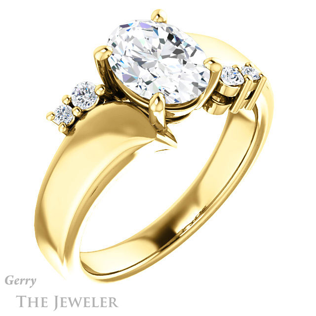 Oval Shaped Forever One Moissanite Engagement Ring #GTJ1131-oval-fo-y