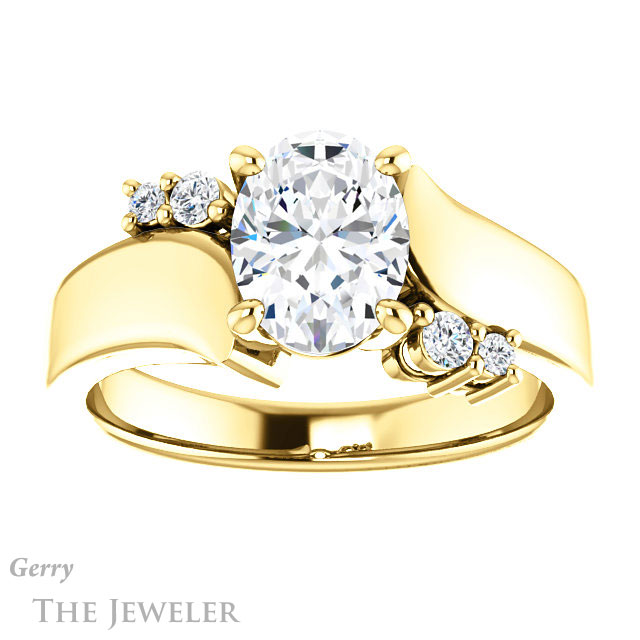 Oval Shaped Forever One Moissanite Engagement Ring #GTJ1131-oval-fo-y