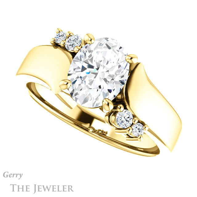 Oval Shaped Forever One Moissanite Engagement Ring #GTJ1131-oval-fo-y