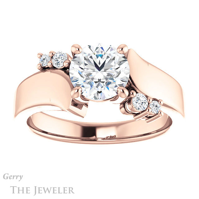 Round Cut Forever One Moissanite Engagement Ring #GTJ1131-round-fo-r 1 Round Cut Forever One Moissanite Engagement Ring #GTJ1131-round-fo-r