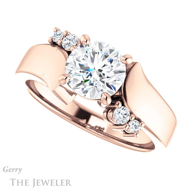 Round Cut Forever One Moissanite Engagement Ring #GTJ1131-round-fo-r 5 Round Cut Forever One Moissanite Engagement Ring #GTJ1131-round-fo-r