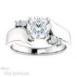 Round Cut Forever One Moissanite Engagement Ring #GTJ1131-round-fo-w 1 Round Cut Forever One Moissanite Engagement Ring #GTJ1131-round-fo-w