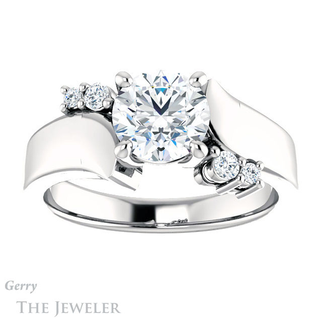Round Cut Forever One Moissanite Engagement Ring #GTJ1131-round-fo-w 1 Round Cut Forever One Moissanite Engagement Ring #GTJ1131-round-fo-w