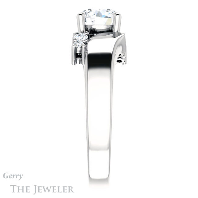 Round Cut Forever One Moissanite Engagement Ring #GTJ1131-round-fo-w 3 Round Cut Forever One Moissanite Engagement Ring #GTJ1131-round-fo-w