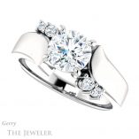 Round Cut Forever One Moissanite Engagement Ring #GTJ1131-round-fo-w 5 Round Cut Forever One Moissanite Engagement Ring #GTJ1131-round-fo-w