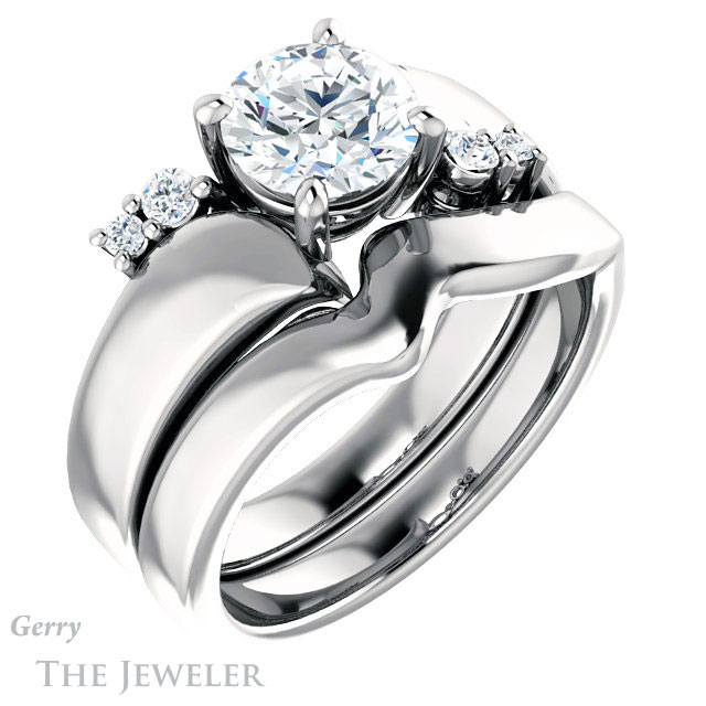 Round Cut Forever One Moissanite Engagement Ring #GTJ1131-round-fo-w 6 Round Cut Forever One Moissanite Engagement Ring #GTJ1131-round-fo-w