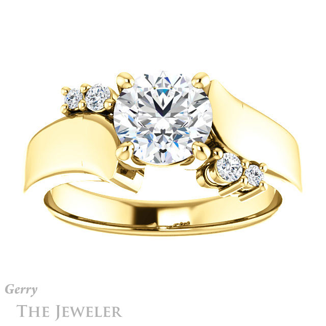 Round Cut Forever One Moissanite Engagement Ring #GTJ1131-round-fo-y 1 Round Cut Forever One Moissanite Engagement Ring #GTJ1131-round-fo-y
