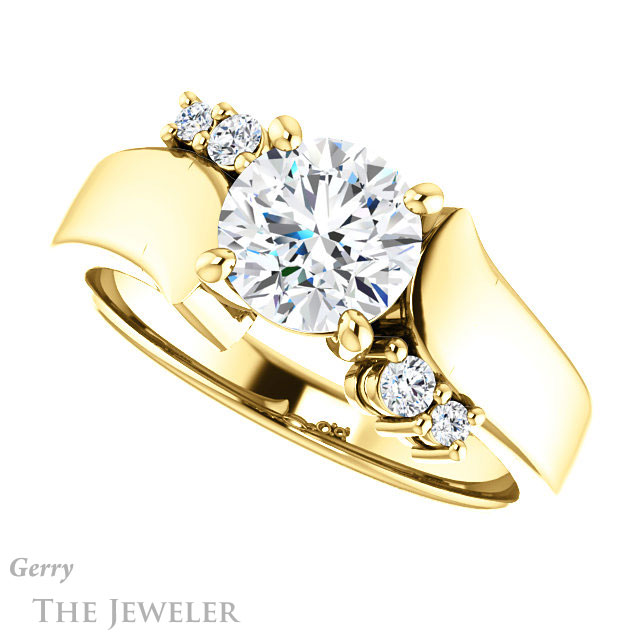 Round Cut Forever One Moissanite Engagement Ring #GTJ1131-round-fo-y 5 Round Cut Forever One Moissanite Engagement Ring #GTJ1131-round-fo-y