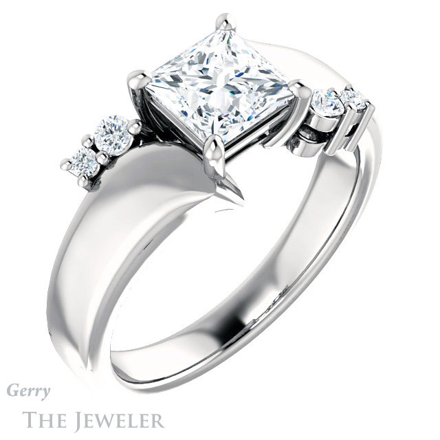 Princess Cut Forever One Moissanite Engagement Ring #GTJ1131-square-fo-w 4 Princess Cut Forever One Moissanite Engagement Ring #GTJ1131-square-fo-w