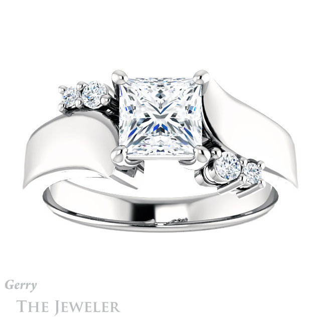 Princess Cut Forever One Moissanite Engagement Ring #GTJ1131-square-fo-w 1 Princess Cut Forever One Moissanite Engagement Ring #GTJ1131-square-fo-w