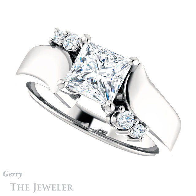Princess Cut Forever One Moissanite Engagement Ring #GTJ1131-square-fo-w 5 Princess Cut Forever One Moissanite Engagement Ring #GTJ1131-square-fo-w