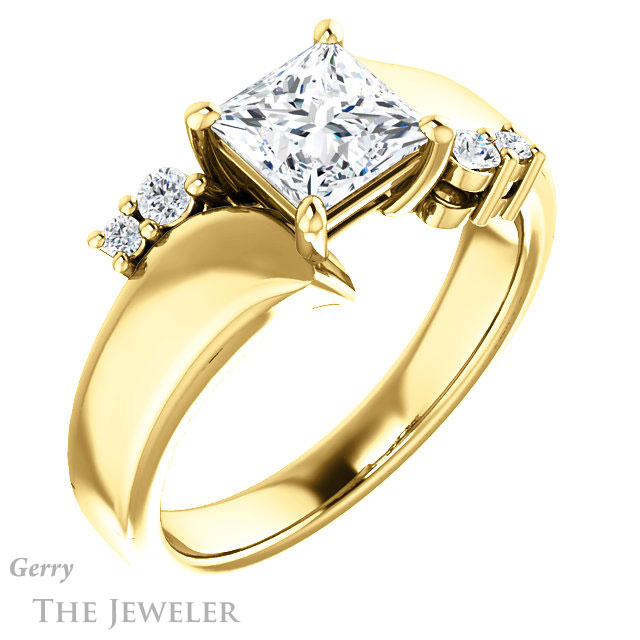 Princess Cut Forever One Moissanite Engagement Ring #GTJ1131-square-fo-y 4 Princess Cut Forever One Moissanite Engagement Ring #GTJ1131-square-fo-y