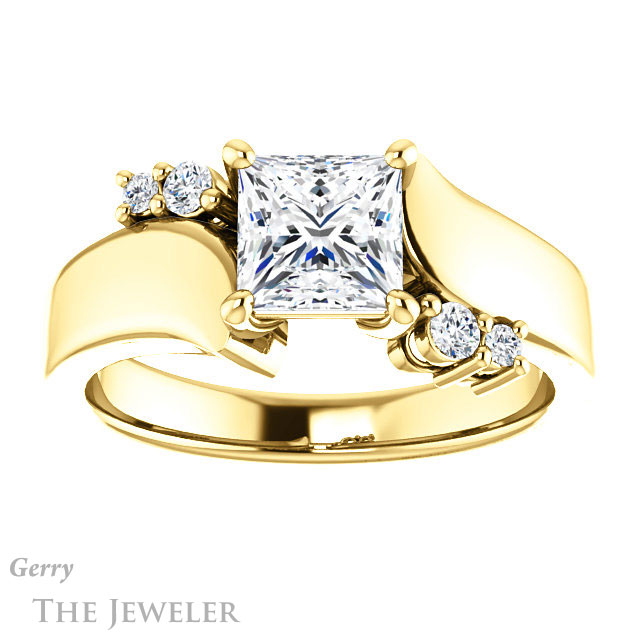 Princess Cut Forever One Moissanite Engagement Ring #GTJ1131-square-fo-y 1 Princess Cut Forever One Moissanite Engagement Ring #GTJ1131-square-fo-y