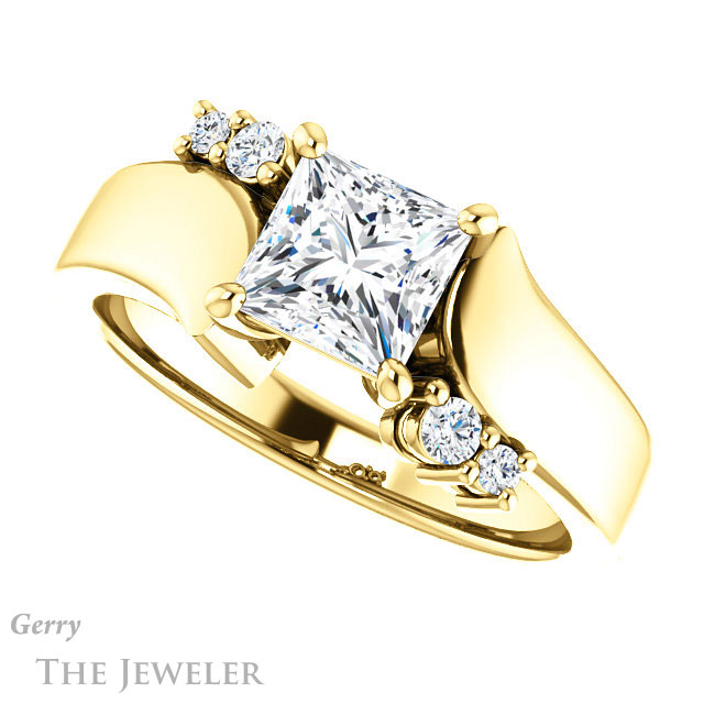 Princess Cut Forever One Moissanite Engagement Ring #GTJ1131-square-fo-y 5 Princess Cut Forever One Moissanite Engagement Ring #GTJ1131-square-fo-y