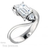 Emerald Cut Forever One Moissanite Engagement Ring #GTJ1132-emerald-fb-w 4 Emerald Cut Forever Brilliant Moissanite Engagement Ring #GTJ1132-emerald-fb-w