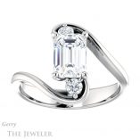 Emerald Cut Forever One Moissanite Engagement Ring #GTJ1132-emerald-fb-w 1 Emerald Cut Forever Brilliant Moissanite Engagement Ring #GTJ1132-emerald-fb-w