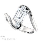 Emerald Cut Forever One Moissanite Engagement Ring #GTJ1132-emerald-fb-w 5 Emerald Cut Forever Brilliant Moissanite Engagement Ring #GTJ1132-emerald-fb-w