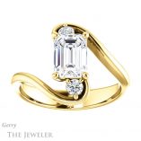 Emerald Cut Forever One Moissanite Engagement Ring #GTJ1132-emerald-fb-y 1 Emerald Cut Forever Brilliant Moissanite Engagement Ring #GTJ1132-emerald-fb-y
