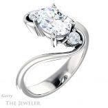 Oval Shaped Forever One Moissanite Engagement Ring #GTJ1132-oval-fo-w 4 Oval Shaped Forever One Moissanite Engagement Ring #GTJ1132-oval-fo-w