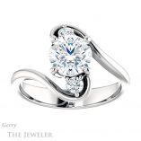 Round Cut Forever One Moissanite Engagement Ring #GTJ1132-round-fo-w 1 Round Cut Forever One Moissanite Engagement Ring #GTJ1132-round-fo-w