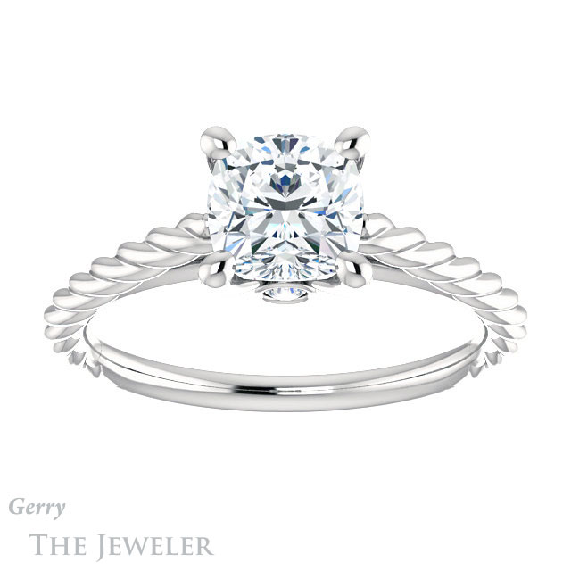 Cushion Cut Forever One Moissanite Engagement Ring #GTJ1134-cushion-fo-w