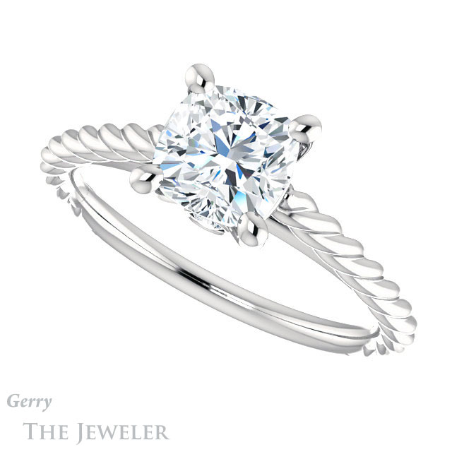 Cushion Cut Forever One Moissanite Engagement Ring #GTJ1134-cushion-fo-w