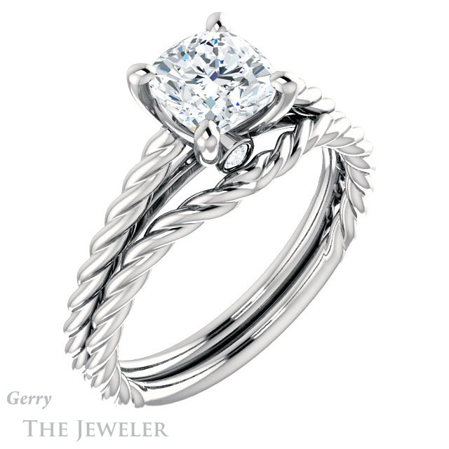 Cushion Cut Forever One Moissanite Engagement Ring #GTJ1134-cushion-fo-w