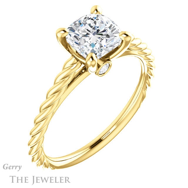 Cushion Cut Forever One Moissanite Engagement Ring #GTJ1134-cushion-fo-y 4 Cushion Cut Forever One Moissanite Engagement Ring #GTJ1134-cushion-fo-y