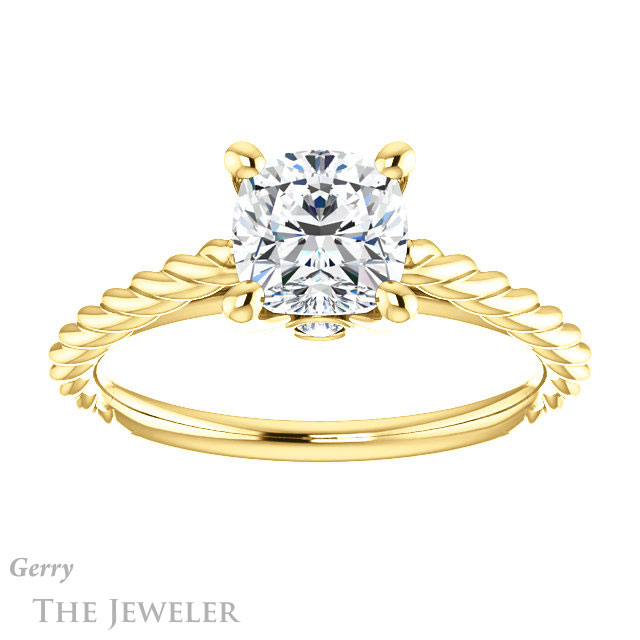 Cushion Cut Forever One Moissanite Engagement Ring #GTJ1134-cushion-fo-y