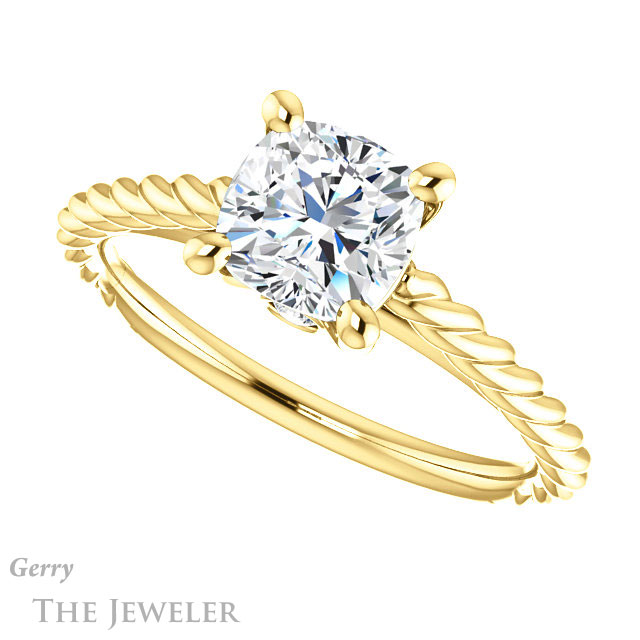 Cushion Cut Forever One Moissanite Engagement Ring #GTJ1134-cushion-fo-y 5 Cushion Cut Forever One Moissanite Engagement Ring #GTJ1134-cushion-fo-y