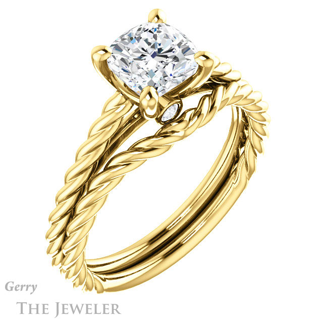 Cushion Cut Forever One Moissanite Engagement Ring #GTJ1134-cushion-fo-y 6 Cushion Cut Forever One Moissanite Engagement Ring #GTJ1134-cushion-fo-y