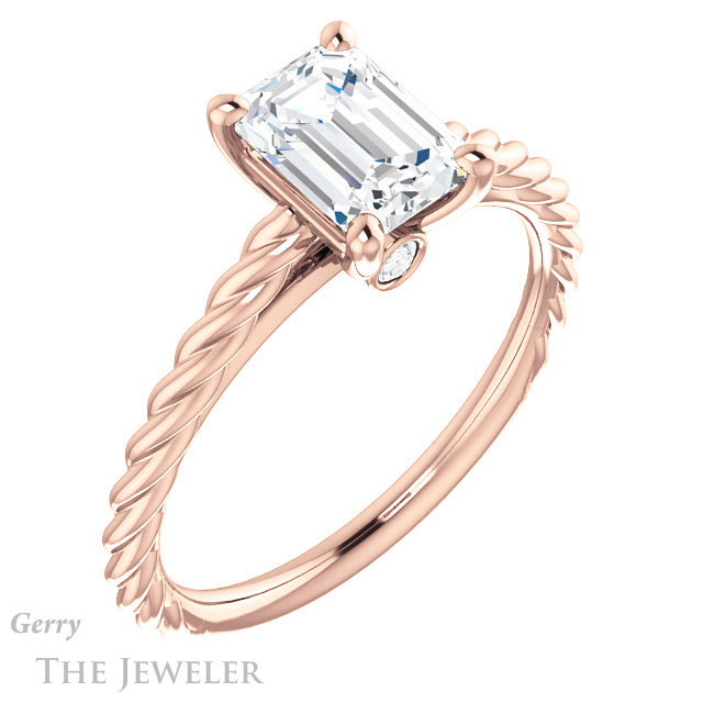 Emerald Cut Forever One Moissanite Engagement Ring #GTJ1134-emerald-fb-r 4 Emerald Cut Forever Brilliant Moissanite Engagement Ring #GTJ1134-emerald-fb-r