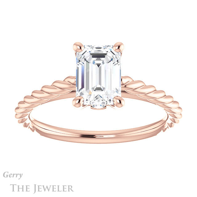 Emerald Cut Forever Brilliant Moissanite Engagement Ring #GTJ1134-emerald-fb-r