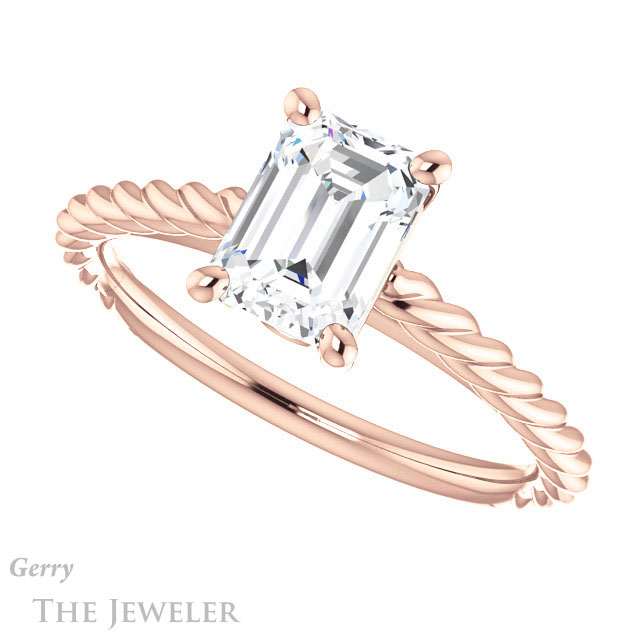 Emerald Cut Forever One Moissanite Engagement Ring #GTJ1134-emerald-fb-r 5 Emerald Cut Forever Brilliant Moissanite Engagement Ring #GTJ1134-emerald-fb-r