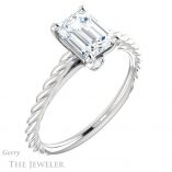 Emerald Cut Forever One Moissanite Engagement Ring #GTJ1134-emerald-fb-w 4 Emerald Cut Forever Brilliant Moissanite Engagement Ring #GTJ1134-emerald-fb-w