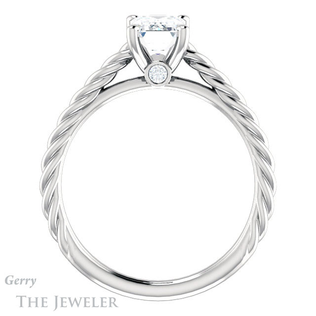 Emerald Cut Forever One Moissanite Engagement Ring #GTJ1134-emerald-fb-w 2 Emerald Cut Forever Brilliant Moissanite Engagement Ring #GTJ1134-emerald-fb-w