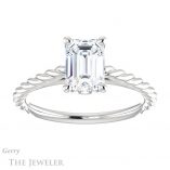 Emerald Cut Forever One Moissanite Engagement Ring #GTJ1134-emerald-fb-w 1 Emerald Cut Forever Brilliant Moissanite Engagement Ring #GTJ1134-emerald-fb-w