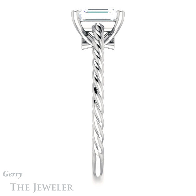 Emerald Cut Forever One Moissanite Engagement Ring #GTJ1134-emerald-fb-w 3 Emerald Cut Forever Brilliant Moissanite Engagement Ring #GTJ1134-emerald-fb-w