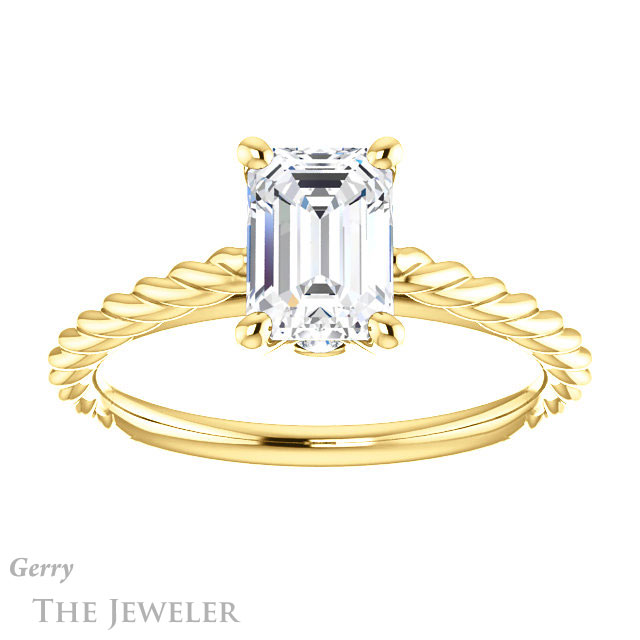 Emerald Cut Forever Brilliant Moissanite Engagement Ring #GTJ1134-emerald-fb-y