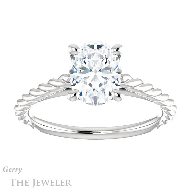 Oval Shaped Forever One Moissanite Engagement Ring #GTJ1134-oval-fo-w