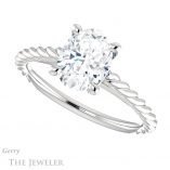 Oval Shaped Forever One Moissanite Engagement Ring #GTJ1134-oval-fo-w