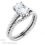 Oval Shaped Forever One Moissanite Engagement Ring #GTJ1134-oval-fo-w