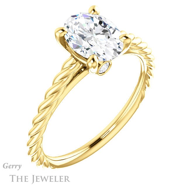 Oval Shaped Forever One Moissanite Engagement Ring #GTJ1134-oval-fo-y 4 Oval Shaped Forever One Moissanite Engagement Ring #GTJ1134-oval-fo-y